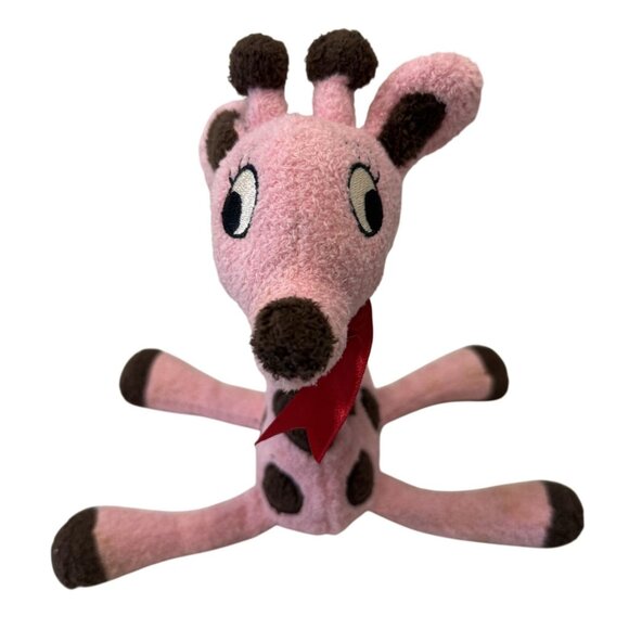 Pink Plush Giraffe Toy Bow Gymboree 2004 Soft Polyester Polyurethane Pellets - Picture 2 of 6